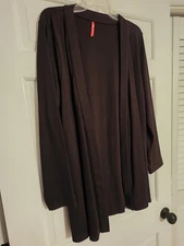 Ruby Ribbon Large Ponte Cardigan Wrap With Belt Brown Color