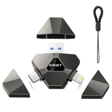 Eaget 128GB 256GB Apple MFi 3in1 USB 3.2 Flash Drive Apple Lightning Flash Drive
