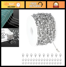 32.8ft Silver Stainless Steel Chain for Jewelry Making, 4mm Ball Bead Cable, Bul