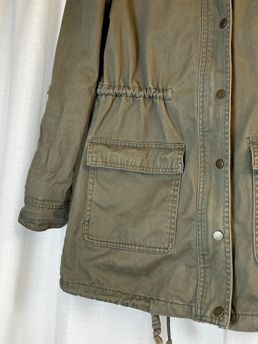 American Rag Olive Army Green Utility Jacket Hooded Gorpcore Small Womens - Picture 4 of 10