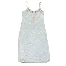 Vtg White Lace Full Slip Nightgown Dress Size 34 Adjustable Straps Made in USA