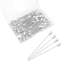 100 PCS Teardrop Pearl Head Corsage Pins Wedding Boutonniere Sewing 2.17 Inch