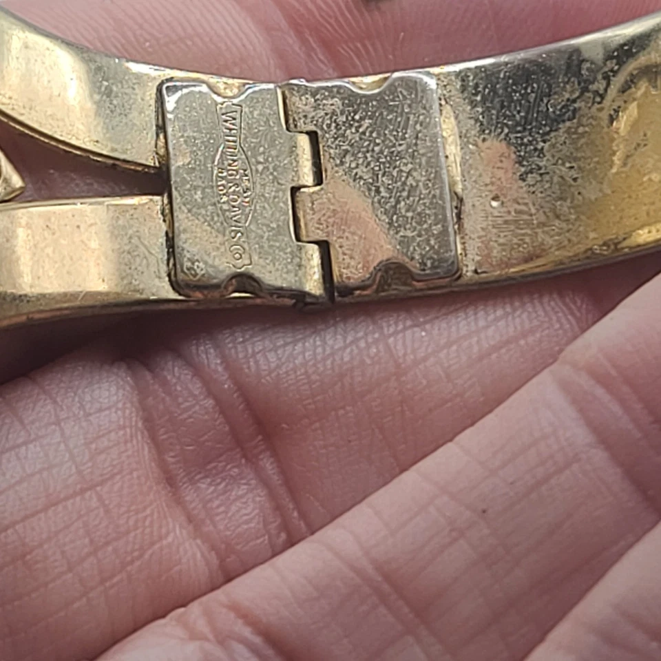 Pulsera camafeo vintage Whiting Davis jaspeada negra tallada al revés intaglio 7" Foto 4 de 4