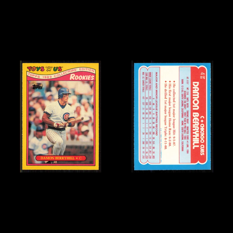 Damon Berryhill Rookie #4 1989 Topps ToysRUs Rookies Chicago Cubs Baseball Card - Image 3 of 3