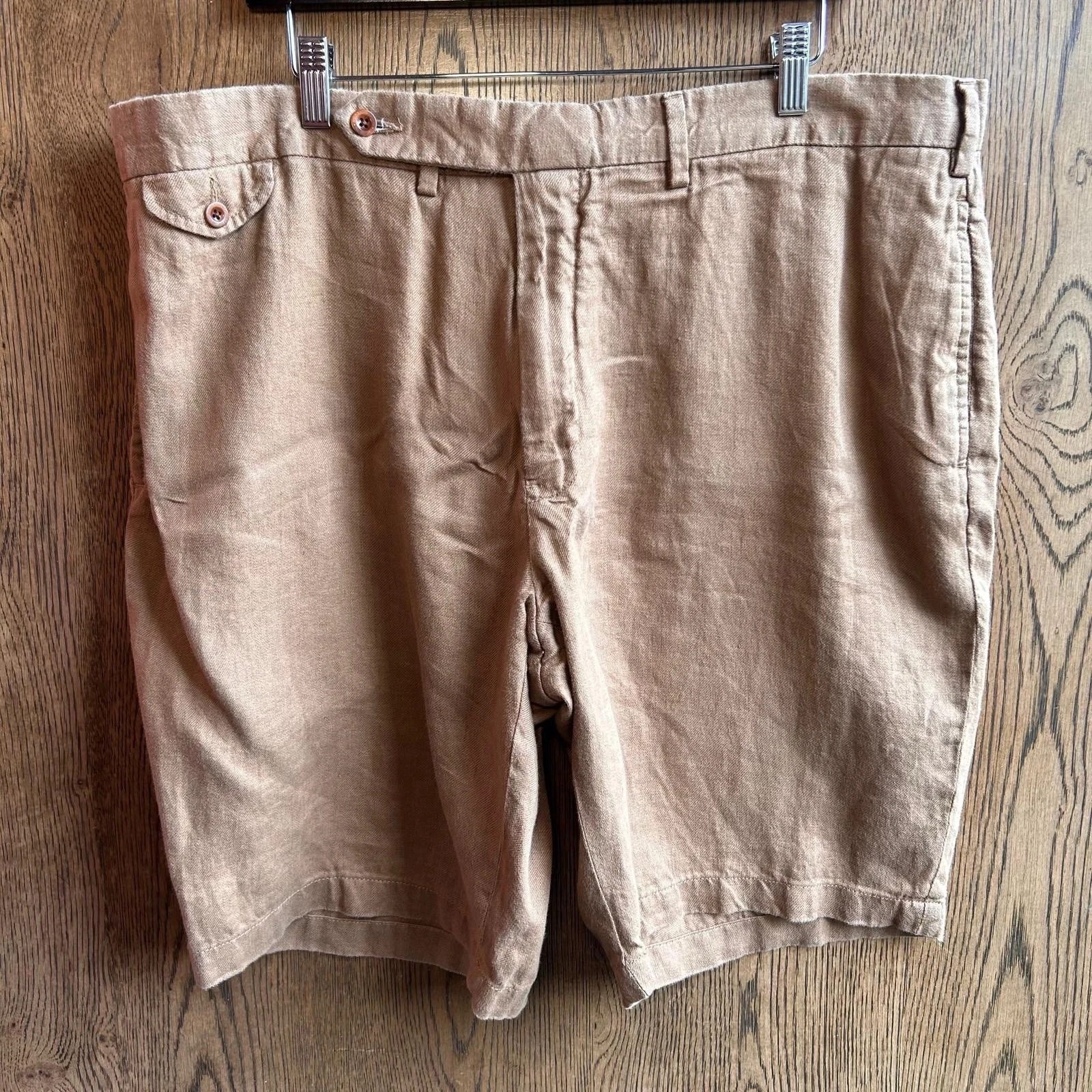 Polo Ralph Lauren 100% Linen Shorts Mens 40 Brown Vintage