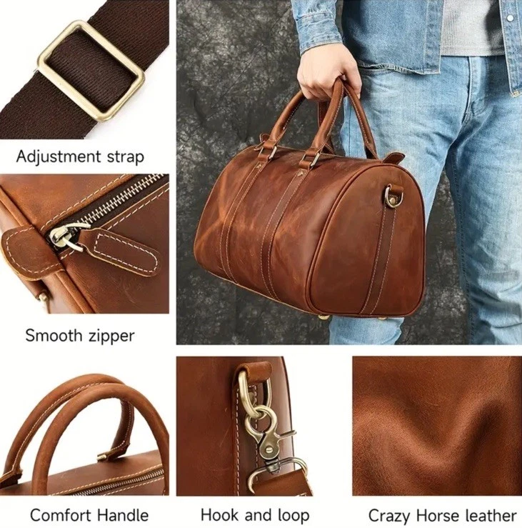 Vintage Weekender aus Crazy Horse Leder Braun – Echt Rindsleder Tasche - Bild 4 von 4