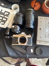 UNTESTED Olympus OM-1 Film Camera w/ Zuiko Lens Vivitar Series 1 Lens Lot