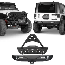 Steel Stubby Width Front Rear Bumper w/ Stinger Fit 2007-2018 Jeep Wrangler JK