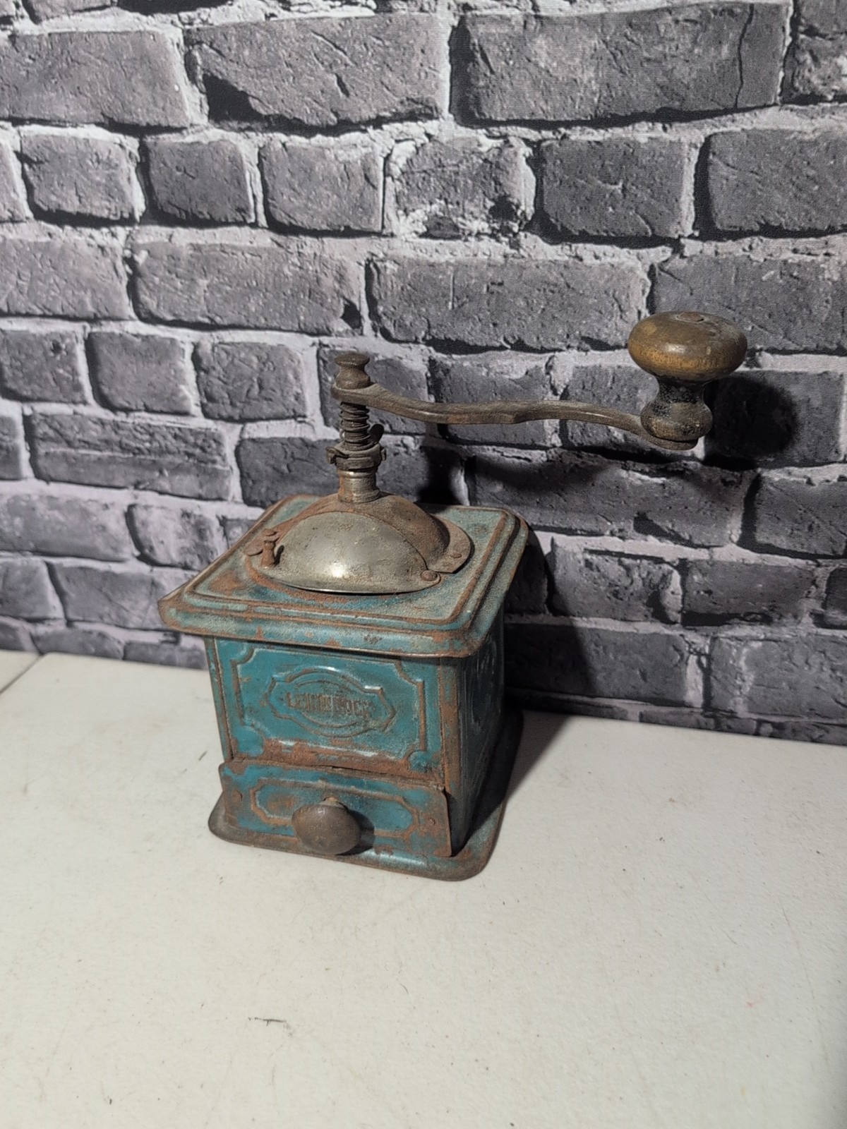 Antique Tin Metal Coffee Grinder Mill likely German or European. Early 1900s. P3