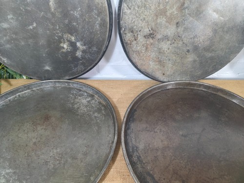 Large Round Industrial Vintage Rustic Zinc Galvanised Metal Serving Drinks Tray - Picture 9 of 9