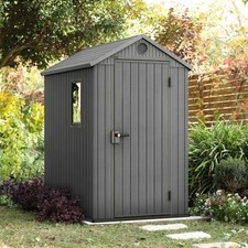 Image of Keter Darwin Double Extra Large Grey Outdoor Apex Garden Storage Shed - 6 x 4ft