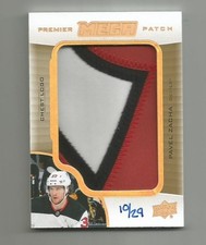 2020-21 PAVEL ZACHA UD PREMIER CHEST LOGO MEGA PATCH #/29