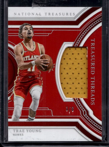 2023 National Treasures Trae Young Treasured Threads Red #/8