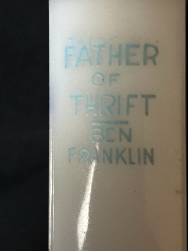 Advertising Ben Franklin Store Child's First Bank Celluloid 1961 Chillicothe IL