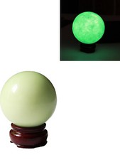50MM Green Luminous Jade Crystal Sphere Ball Glow In The Dark Stone With Base A+