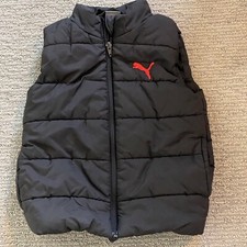 PUMA Kids Size XXS 3/4 Youth Black Puffer Vest Red Logo