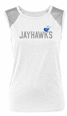 Camp David Sleeveless Mesh Panel Tee, Small, White,Kansas Jayhawks