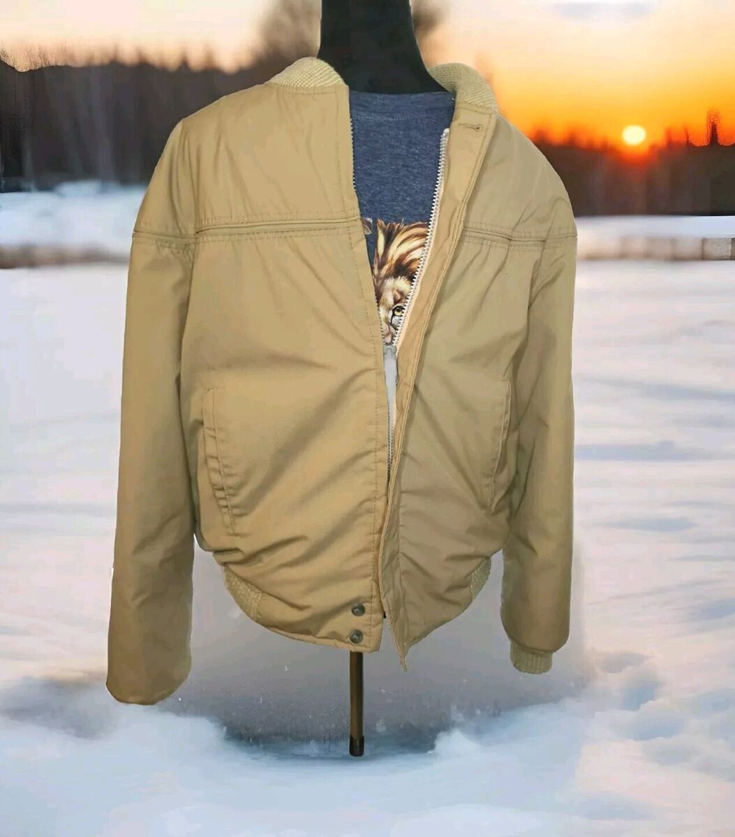 DERBY OF SAN FRANCISCO BOMBER JACKET 40 Med COAT Khaki Gold DERBY OF SAN FRANCISCO BOMBER JACKET 40 Med COAT Khaki Gold