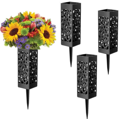 4pcs Plastic Gravestone Vase Outdoor Weatherproof Cemetery Vases Memorial teTWK