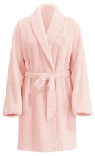 VICTORIA'S SECRET EXTRA SOFT COZY SHORT PLUSH BATH ROBE PUREST PINK XS/S M/L NWT