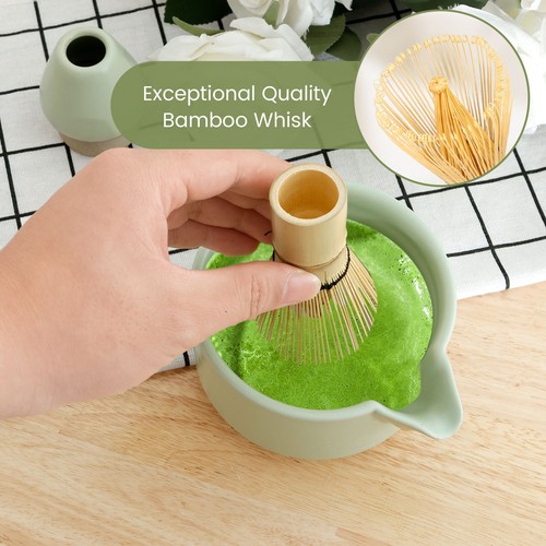 5Pcs Matcha Whisk Set with Ceramic Match Bowl Matcha Whisk Holder Bamboo⊇ - Picture 3 of 22