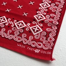 VTG 40s-50s BANDANA Wash Fast Color Tiger Red Geometric All Cotton 17x17