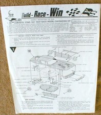 Revell 1965 Corvette Sting Ray Model Car Slot Racing COPY Instruction Sheet ONLY