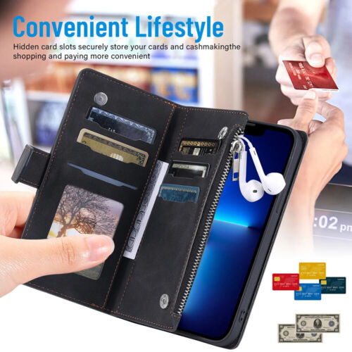 Funda protectora imán de cuero para móvil Samsung Galaxy Flip Case Wallet - Imagen 4 de 29