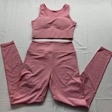Pink Womens Jersey Sports Bra And Matching Leggings Set Size Small