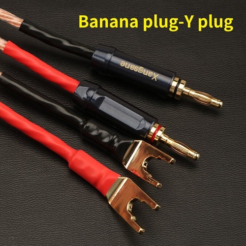 2 Pack 2m HiFi OFC Speaker Cable With Banana Plug To Y Spade Jumper Cable For Home Theater