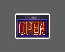 Bar Is Open Sticker Neon Brew