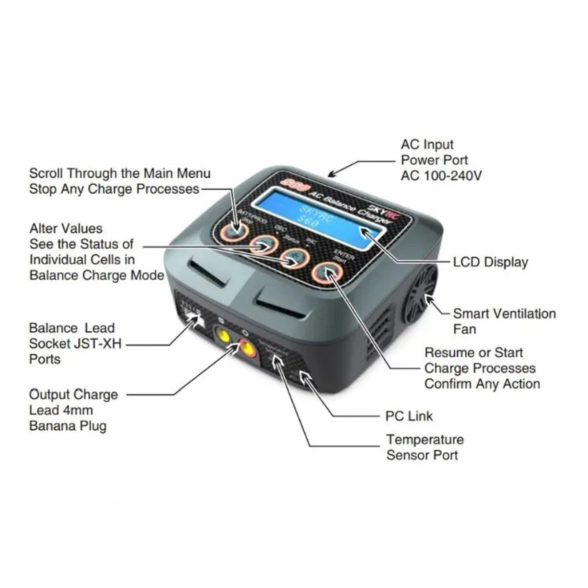 Skyrc S60 AC Balance Charger For Ni-Cd Ni-Mh 2-4S LiPo Smart Charger Discharger - Picture 10 of 11
