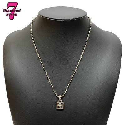 Chrome Hearts Framed Ch Plus Charm Diamond Necklace Silver 925 