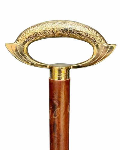 Medieval Replicas - Manico Per Bastone Da Passeggio Fritz In Ottone Vintage - 12,2 Cm, Fatto A Mano