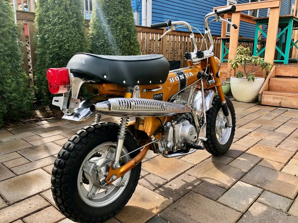 Honda Trail 70 Dax ST50 Z ST70 CT70 1969-1982 asiento. Sillín de tartán amarillo 69-82 Foto 4 de 4