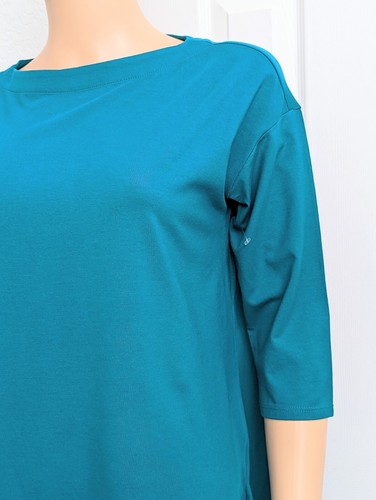 J.Jill Women's Size XS T Shirt Tunic Teal Green Boat Neck Elbow Sleeve Casual - Picture 5 of 11