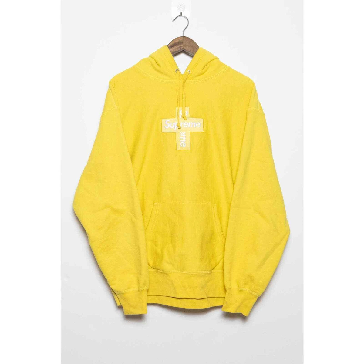 supreme cross box logo hoodie yellow