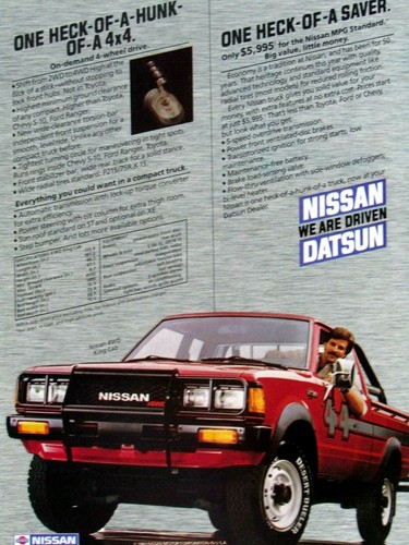 1983 Nissan Pickup Truck Vintage One Heck Of A Hunk Fold Out Original Print Ad - Picture 2 of 7
