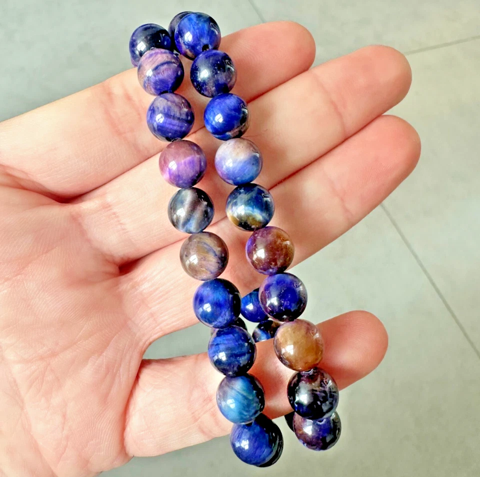 AAA + натуральный фиолетовый и синий сугилит круглый бисер браслет исцеление браслет подарок - Изображение 2 из 4