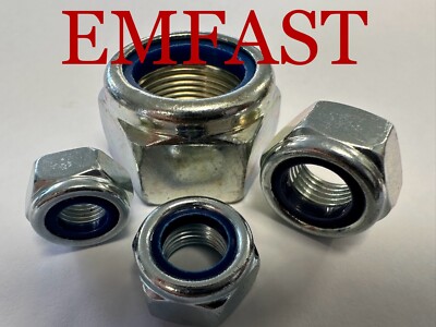 10mm 12mm M14 16mm M20 M24 metrisch fein extra Steigung Nyloc Mutter Stahl 1,25 1,5 Muttern
