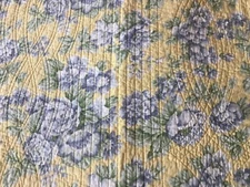 Victorian Heart Co Yellow Blue Florals Quilted Standard Pillow Sham  EXCELLENT 