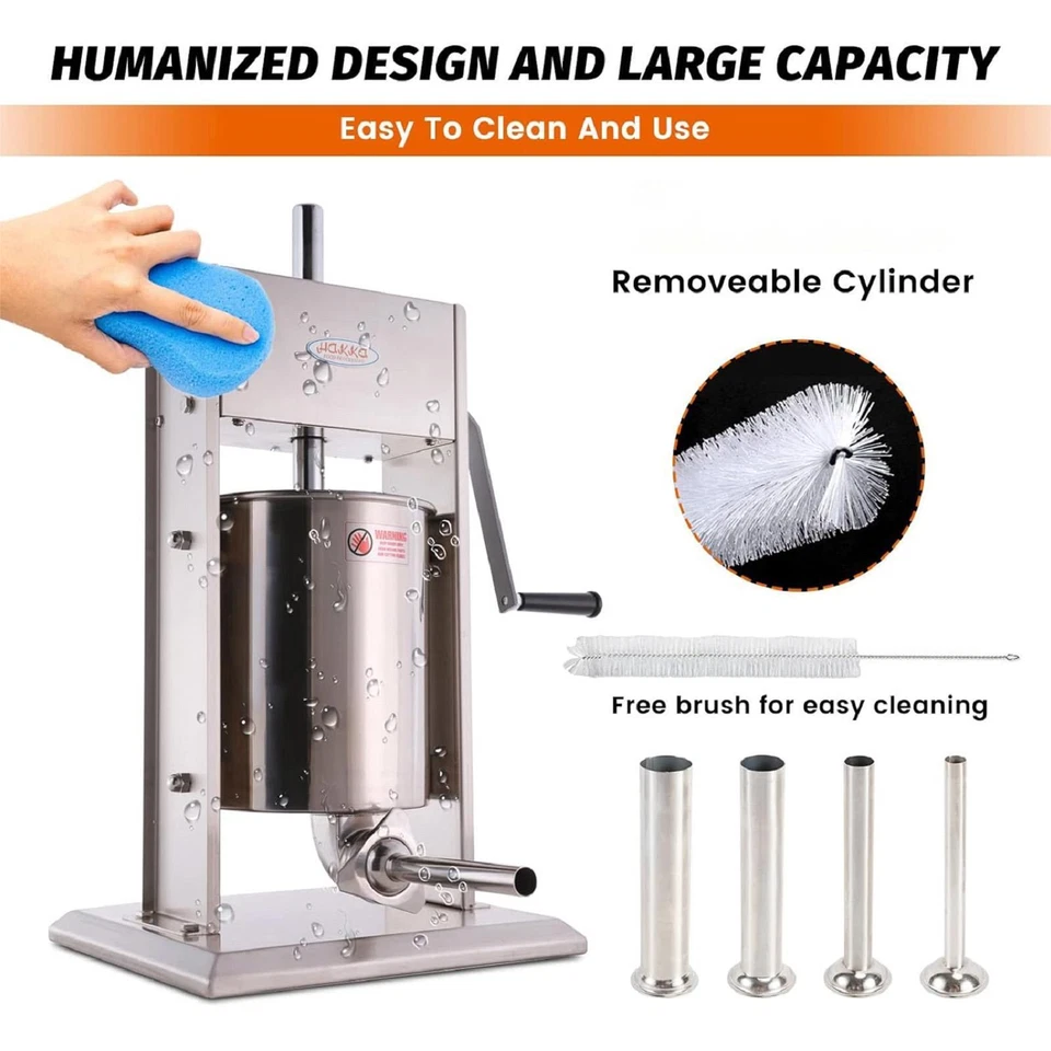 Enchimento de carne de aço inoxidável Hakka Sausage Stuffer 7LBS-32LBS máquina de 2 velocidades - Imagem 4 de 4