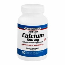 Chewable Calcium And Vitamin D3 500 Mg 60 Wafer By Windmill Health