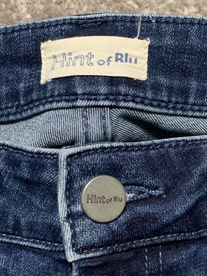 Pantalones de mezclilla elásticos de tiro alto Hint of Blu de pierna recta para mujer talla 30 azul Foto 3 de 4