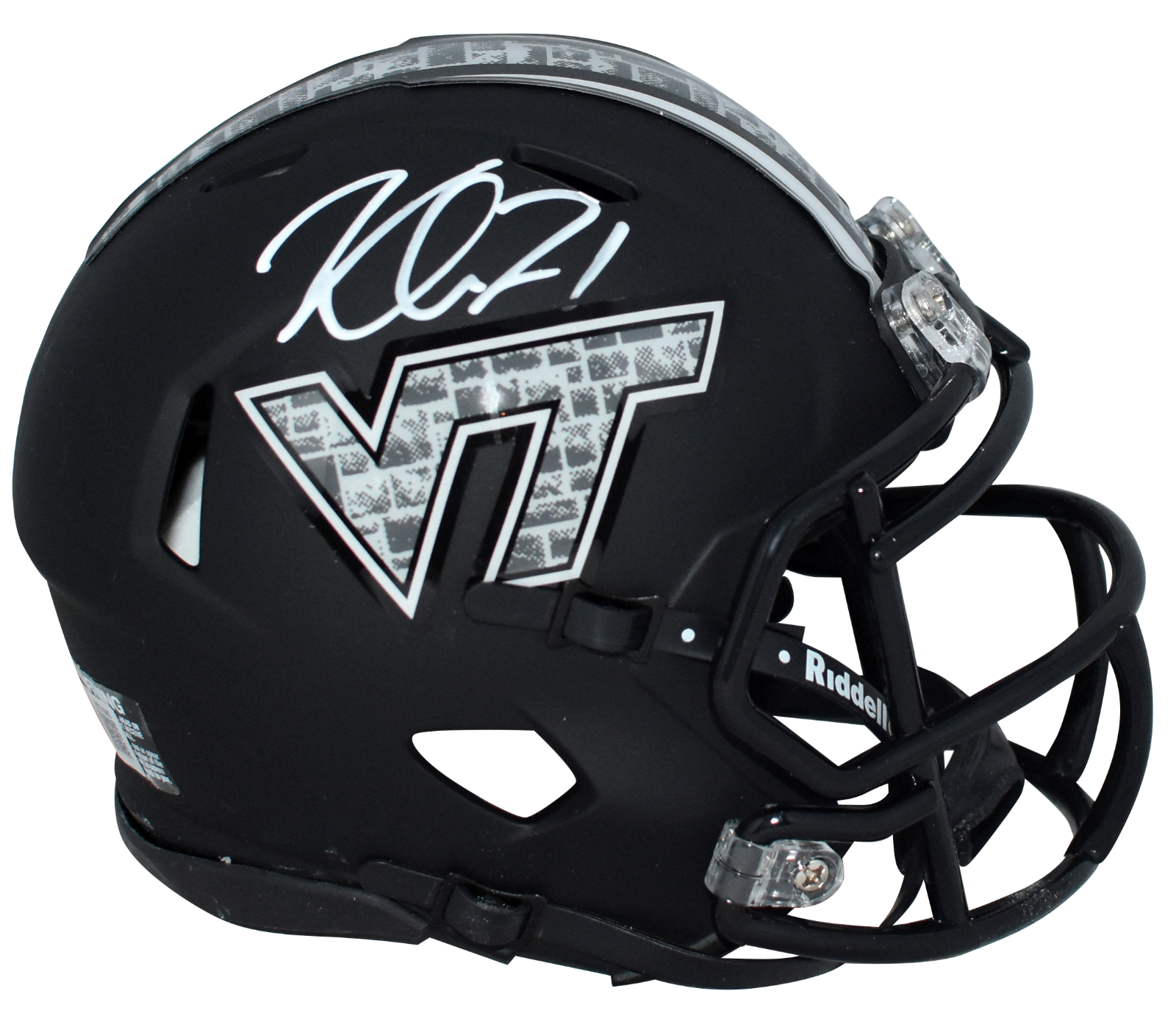 Khalil Herbert Autographed Signed Virginia Tech Hokies BLACK SPEED MINI HELMET BECKETT 