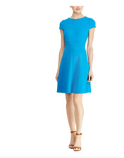 American Living Ralph Lauren Dress Blue 12 Short Sleeve A Line Stretch Washable
