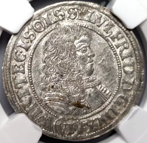 1674 Wurttemberg OELS Germany Silver 6 Kreuzer NGC MS-63 SYLVIUS FRIEDRICH