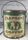 Vtg Elephant Brand Coffee Four 4 Lb Tin Jewett & Sherman Co Milwaukee WI Rare