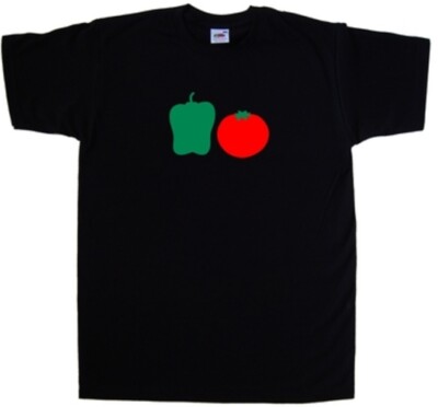 T-Shirt grün Pfeffer rot Tomaten