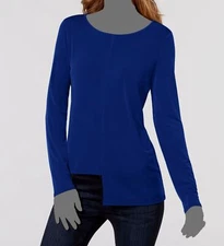 I.N.C International Concepts Women's Blue Asymmetrical Blouse Top Size L